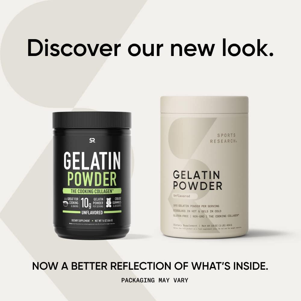 Sports Research Gelatin Collagen Cooking Powder - Sourced from Pasture Raised Cows | Great for Cooking and Baking - Certified Keto Friendly and Non-GMO