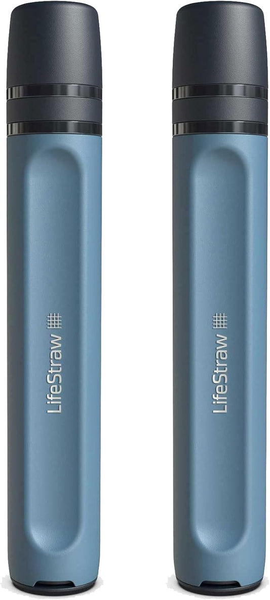 LifeStraw Peak Series - Personal Water Filter Straw for Backup Filtration, Emergency, Survival, and Ultralight Hydration, Mountain Blue, 2 Pack, Stocking Stuffers, Christmas Gifts for Men and Women