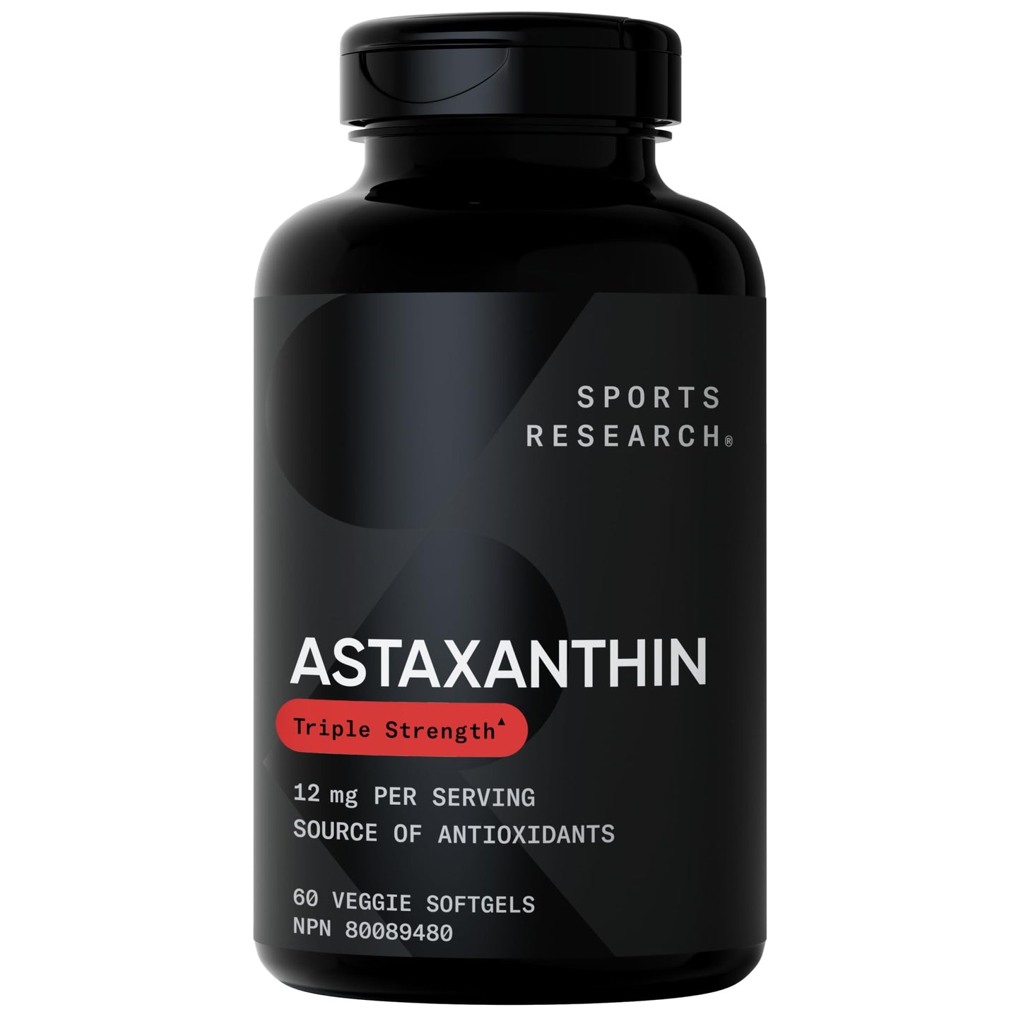 Sports Research Vegan Icelandic Astaxanthin 12mg with Organic Coconut Oil | Vegan Certified & Non-GMO Project Verified Dietary Supplement - 60 Veggie Softgels