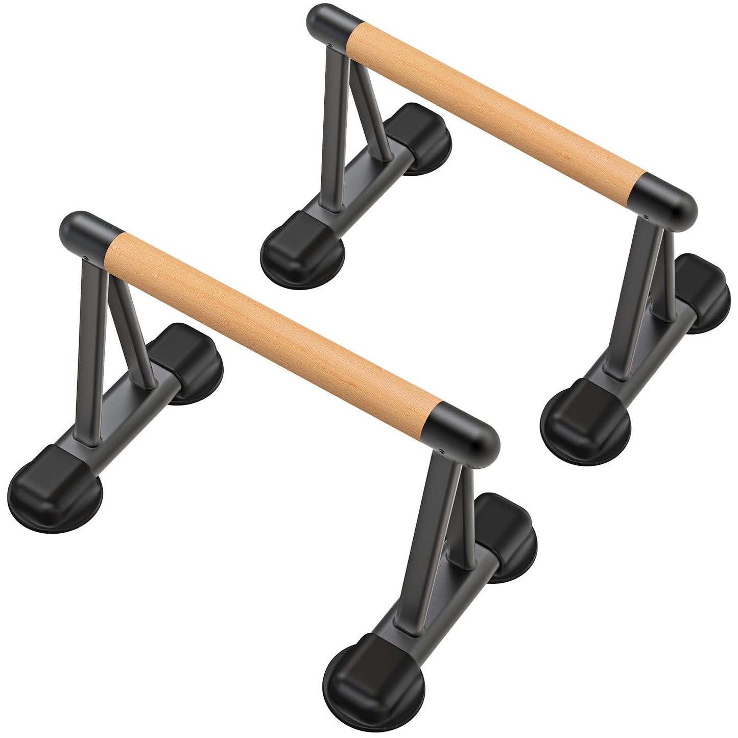 Dolibest Push Up Bar, 12'' High Parallettes Bars with Wooden Handles, Stable and Comfortable Calisthenics Equipment, Suitable for Handstand, L-Sit, Dip Bar, Strength Training for Indoor Outdoor Use