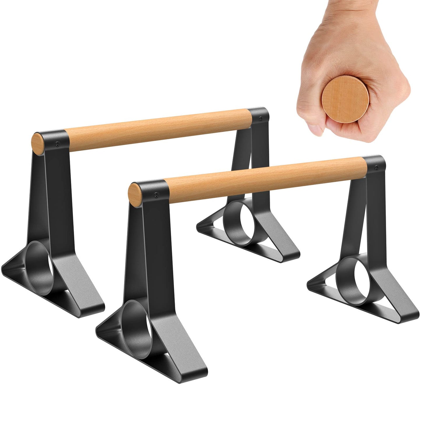 Dolibest Push Up Bar, 12'' High Parallettes Bars with Wooden Handles, Stable and Comfortable Calisthenics Equipment, Suitable for Handstand, L-Sit, Dip Bar, Strength Training for Indoor Outdoor Use