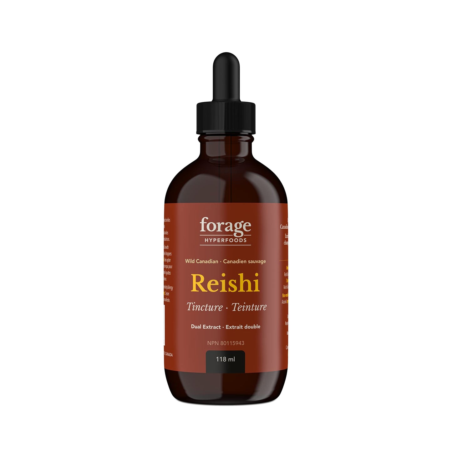 Forage Hyperfoods - Reishi Mushroom Tincture, With Reishi Mushroom Extract for Better Immune System and Stress Response, For Natural Calm, Dual Extract, Original, 118 ml