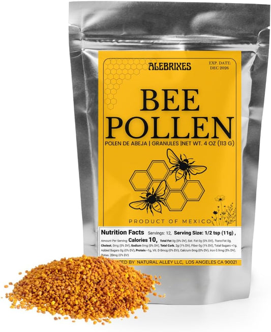 ALEBRIXES | Pure Bee Pollen 4oz (113g)| 100% Bee Pollen Granules | Polen de Abeja 100% Natural | All Natural Supplement.