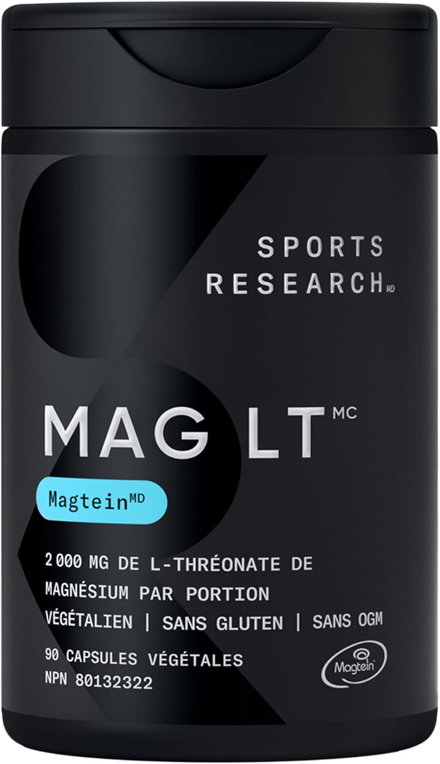 Sports Research Magtein Magnesium L-Threonate Capsules - Magnesium Supplement for Memory, Focus & Cognition - Magnesium L Threonate Supports Brain Health, Sleep & Mood - 2000mg, 90 Capsules for Adults