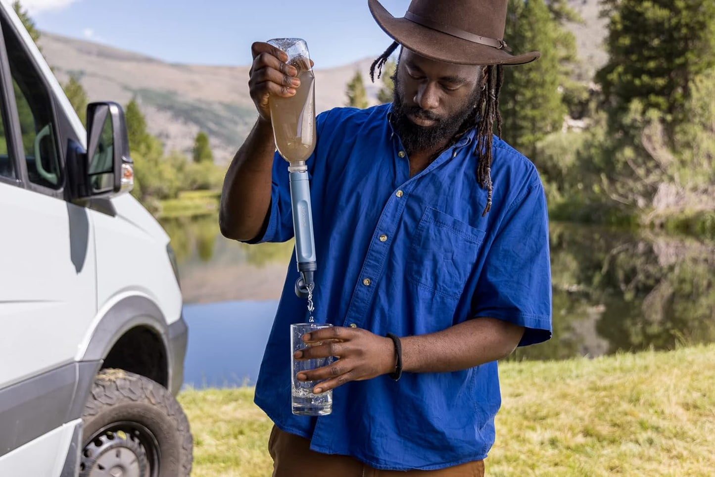 LifeStraw Peak Series - Personal Water Filter Straw for Backup Filtration, Emergency, Survival, and Ultralight Hydration, Mountain Blue, 2 Pack, Stocking Stuffers, Christmas Gifts for Men and Women