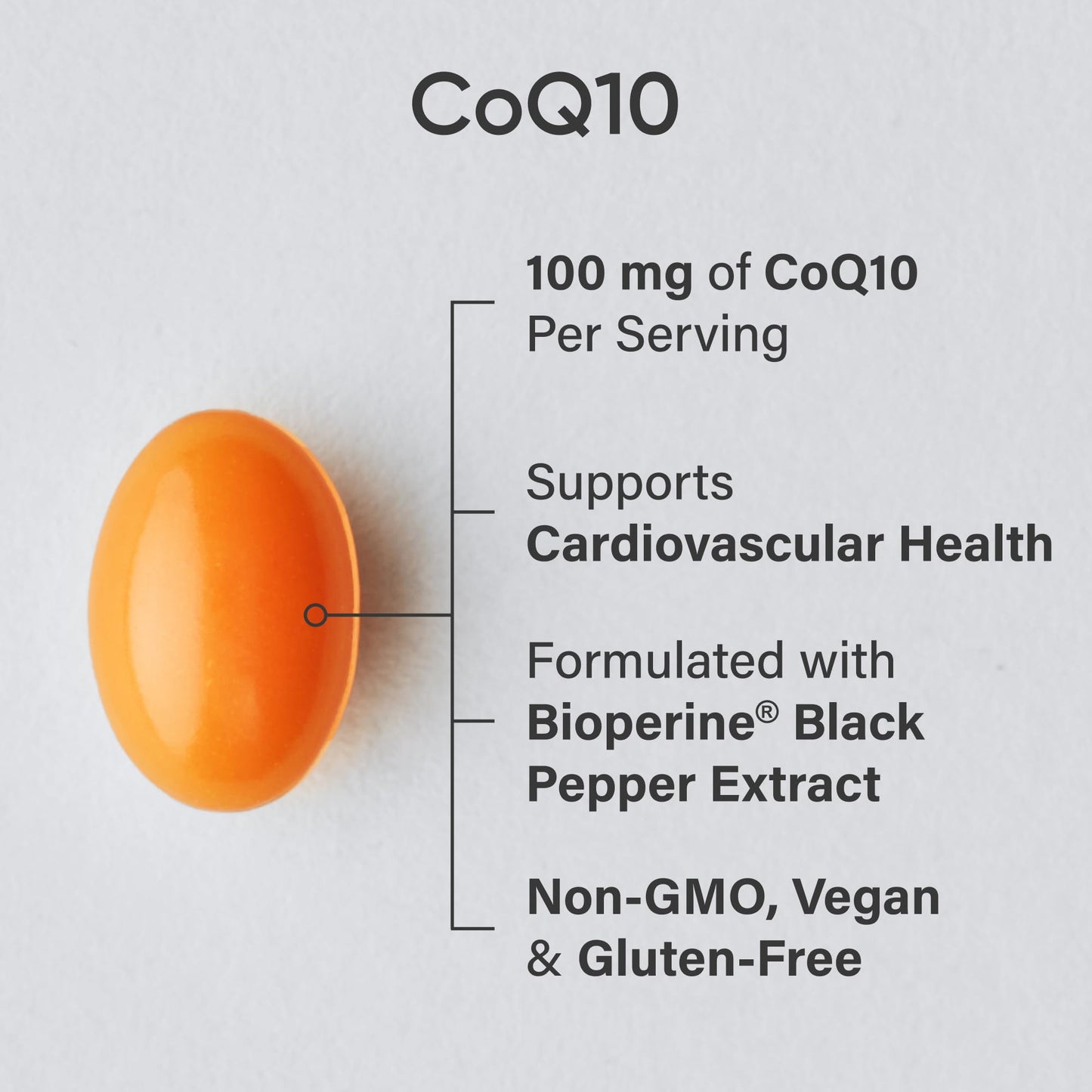 CoQ10 100 mg enrichi avec de l'huile de noix de coco et de la biopérine (poivre noir) pour une meilleure absorption, certifié végétalien et sans OGM (120 gélules végétariennes)