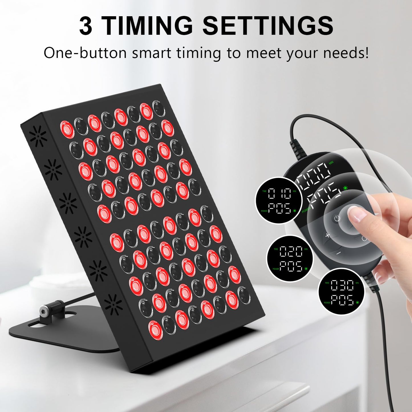 Hottoerak Red Light & Near Infrared Light Panel with 80 pcs, Red LED Light with Timer, Adjustable Angle & Brightness Red Lamp at Home and Office (L)