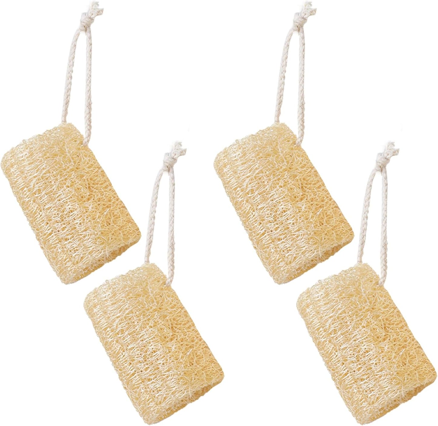 Organic Loofah Sponge, 4pcs Natural Loofah Sponge, Exfoliating Luffa Natural Loofah Sponge, Body Scrubber For Bathing, Organic Sponge for Shower and Kitchen Cleaning