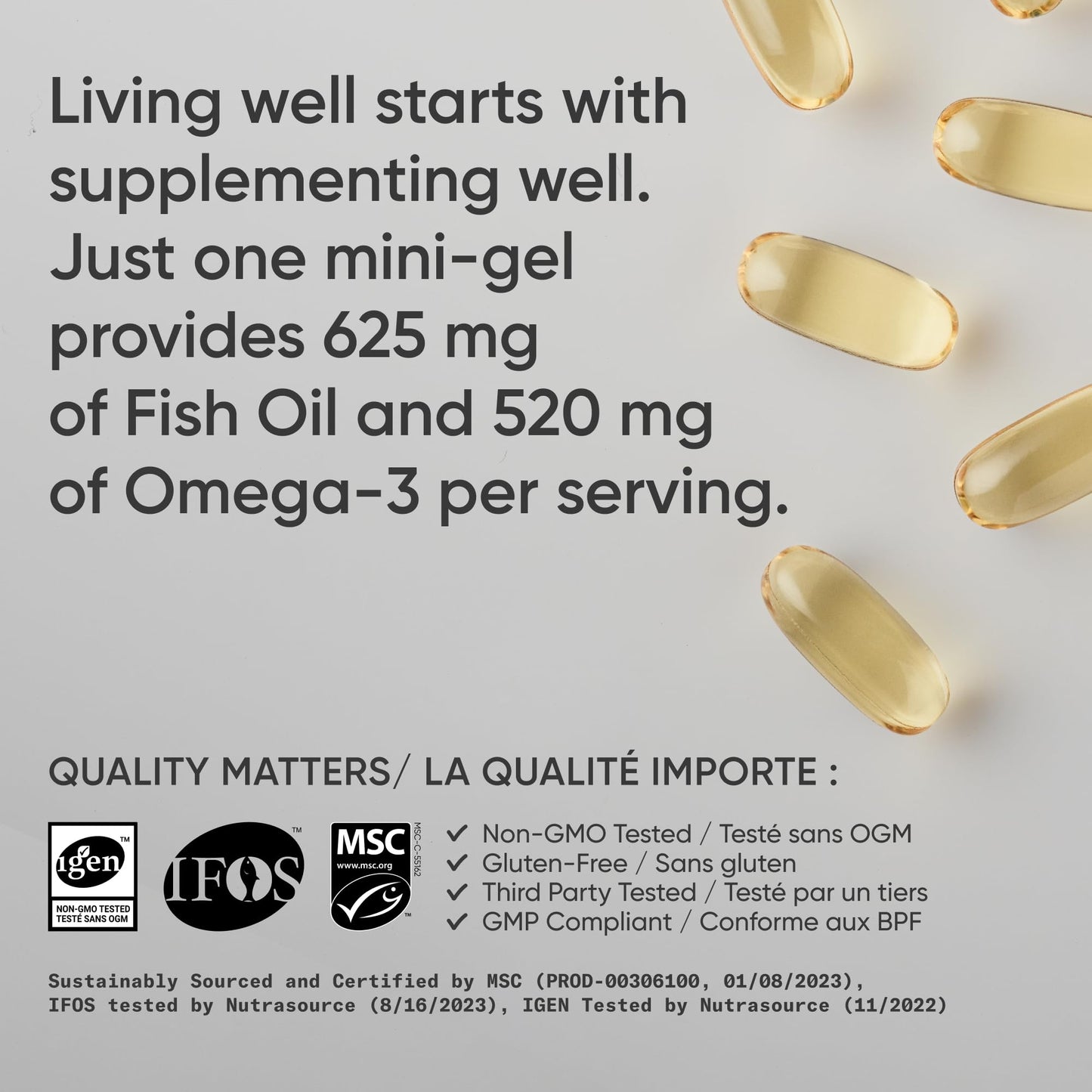 Sports Research Triple Strength Omega 3 Fish Oil - Burpless Fish Oil Supplement w/EPA & DHA Fatty Acids from Wild Alaskan Pollock - Heart, Brain & Immune Support for Men & Women - 1250 mg, 180 ct