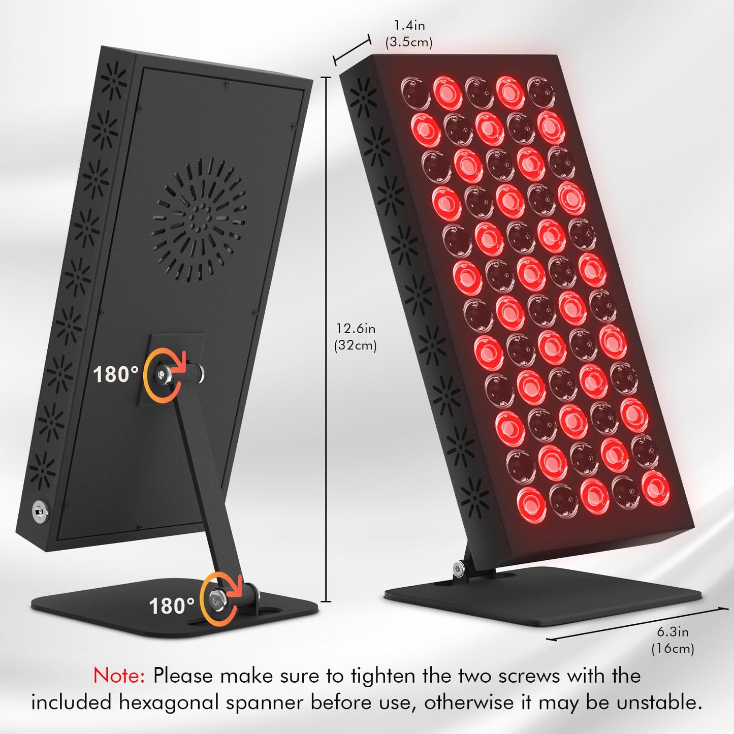 Hottoerak Red Light & Near Infrared Light Panel with 80 pcs, Red LED Light with Timer, Adjustable Angle & Brightness Red Lamp at Home and Office (L)