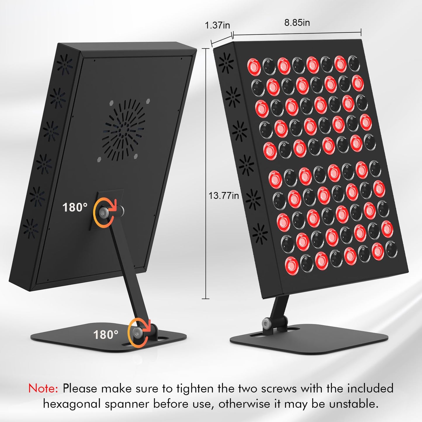 Hottoerak Red Light & Near Infrared Light Panel with 80 pcs, Red LED Light with Timer, Adjustable Angle & Brightness Red Lamp at Home and Office (L)