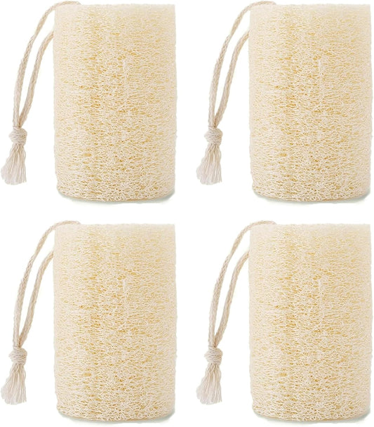 Organic Loofah Sponge, 4pcs Natural Loofah Sponge, Exfoliating Luffa Natural Loofah Sponge, Body Scrubber For Bathing, Organic Sponge for Shower and Kitchen Cleaning