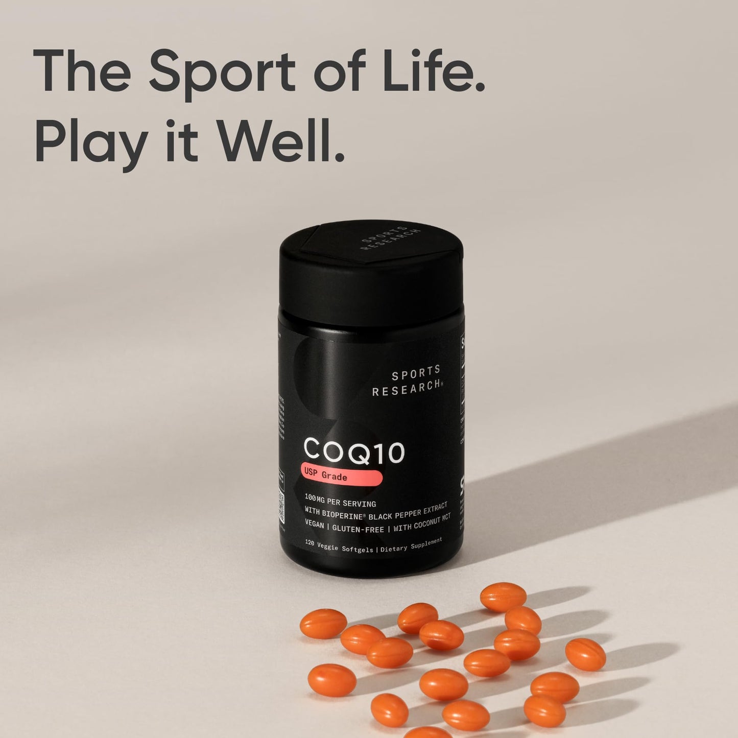 CoQ10 100 mg enrichi avec de l'huile de noix de coco et de la biopérine (poivre noir) pour une meilleure absorption, certifié végétalien et sans OGM (120 gélules végétariennes)