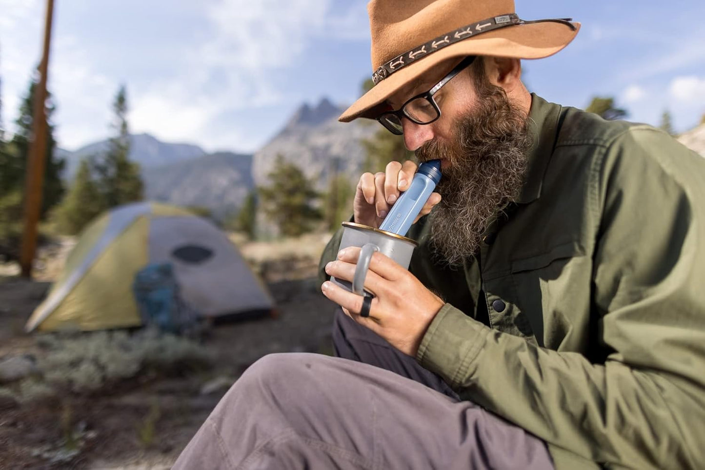 LifeStraw Peak Series - Personal Water Filter Straw for Backup Filtration, Emergency, Survival, and Ultralight Hydration, Mountain Blue, 2 Pack, Stocking Stuffers, Christmas Gifts for Men and Women