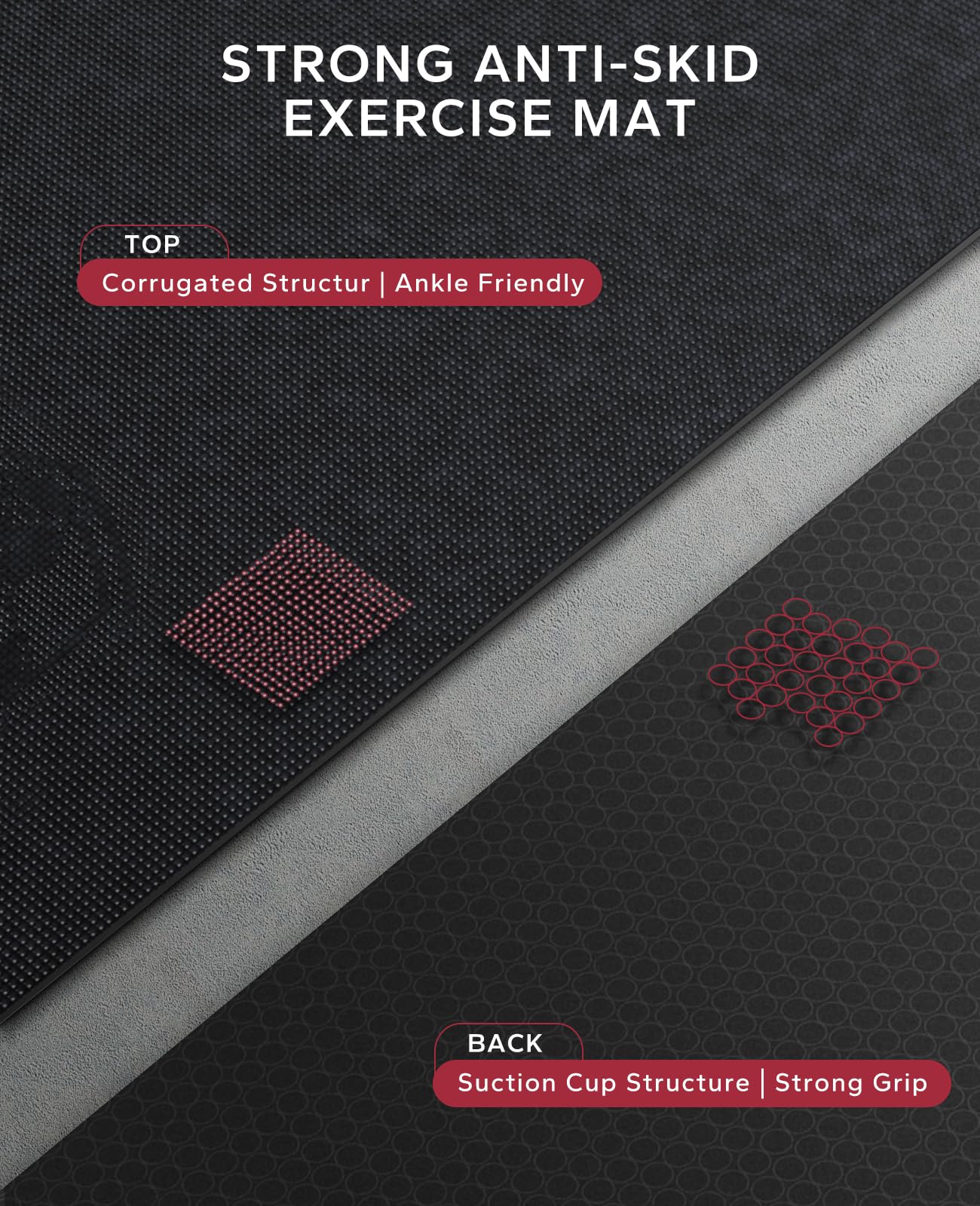 HAPBEAR Extra Large Exercise Mat - 6'x4'x8mm(1/3 inch), Shoes-Friendly, Non-Slip, Ultra Durable, Thick Workout Mats for Home Gym Flooring Cardio, Yoga Mats for Fitness, High-Density Exercise Mat