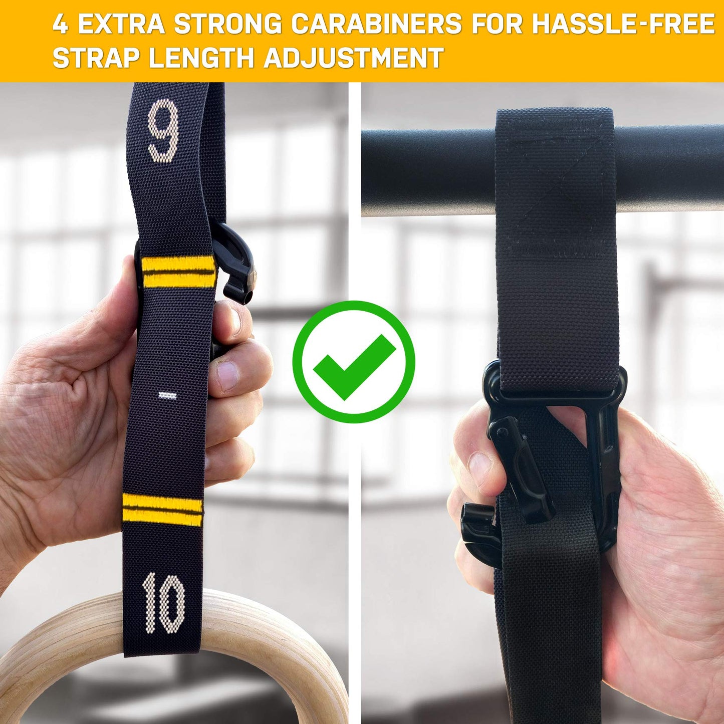 Double Circle Wood Gymnastic Rings with Quick Adjust Numbered Straps and Exercise Videos Guide, Full Body Workout, Calisthenics, Home Gym (Multi-Size)