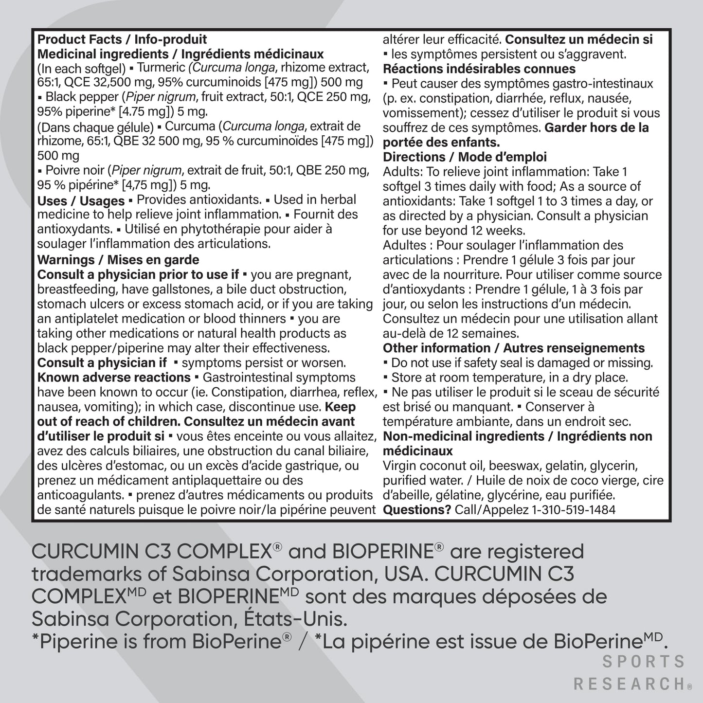 Turmeric Curcumin C3® Complex 500mg, Enhanced with Black Pepper & Organic Coconut Oil for Better Absorption; Non-GMO & Gluten Free - 120 Liquid Softgels